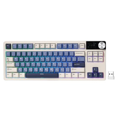Royal kludge s85 tkl draadloos gaming toetsenbord (us lay-out, horizon blue, cloud switch, 80%, rgb, hot swap, 2.4 ghz usb-c bluetooth)