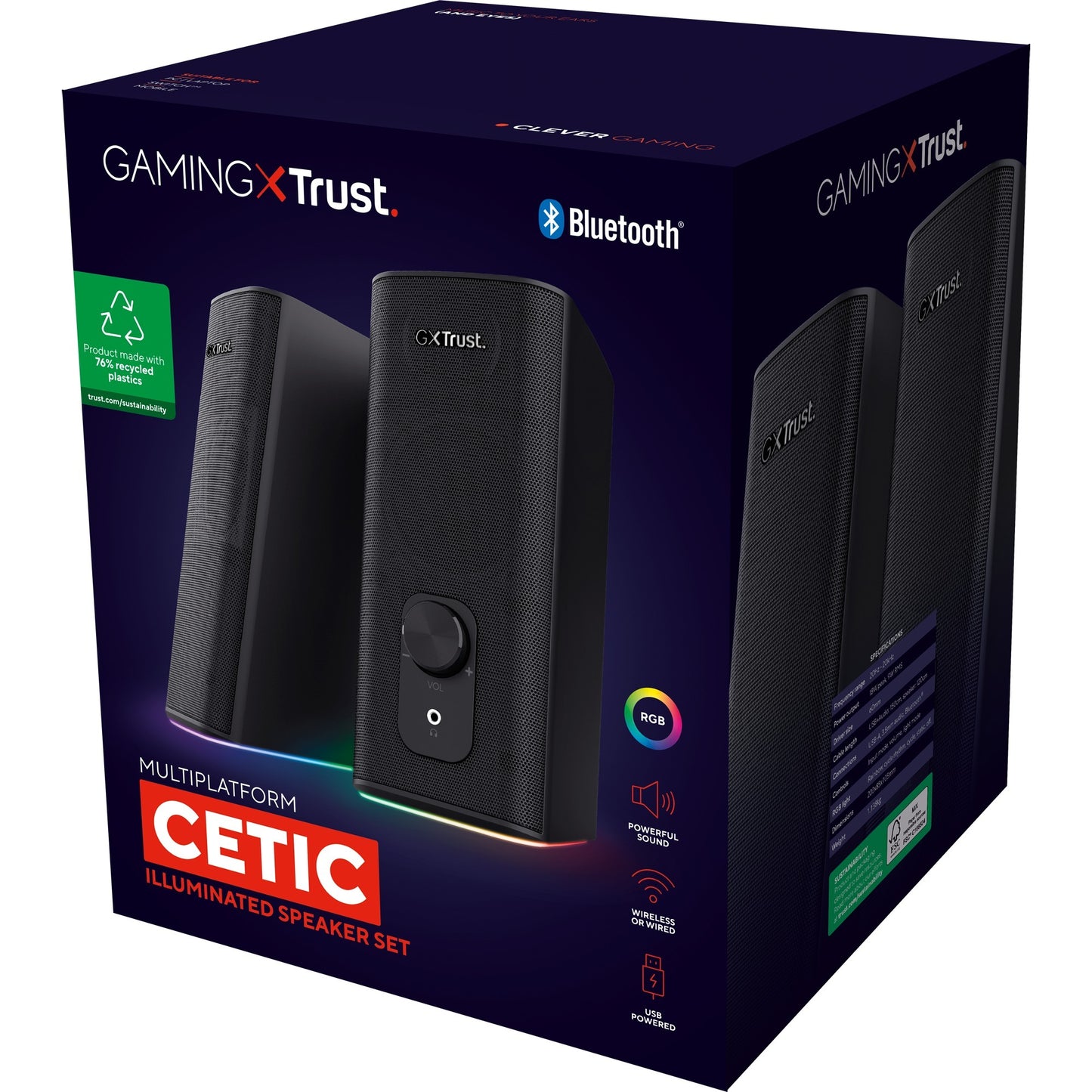 Trust gxt 612 cetic pc-luidspreker (zwart, bluetooth, rgb)
