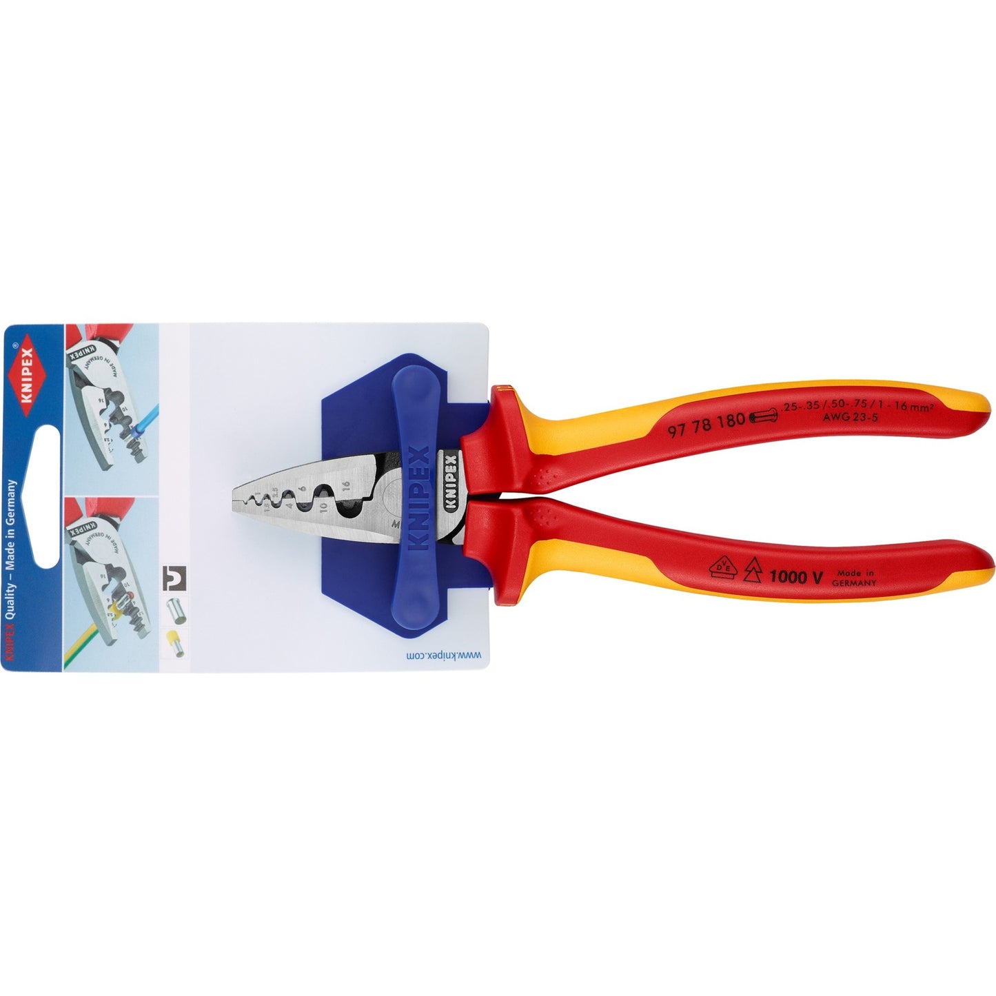 Knipex adereindhulstang 0,25-16,0 mm vde - 97 78 180 - 9778180