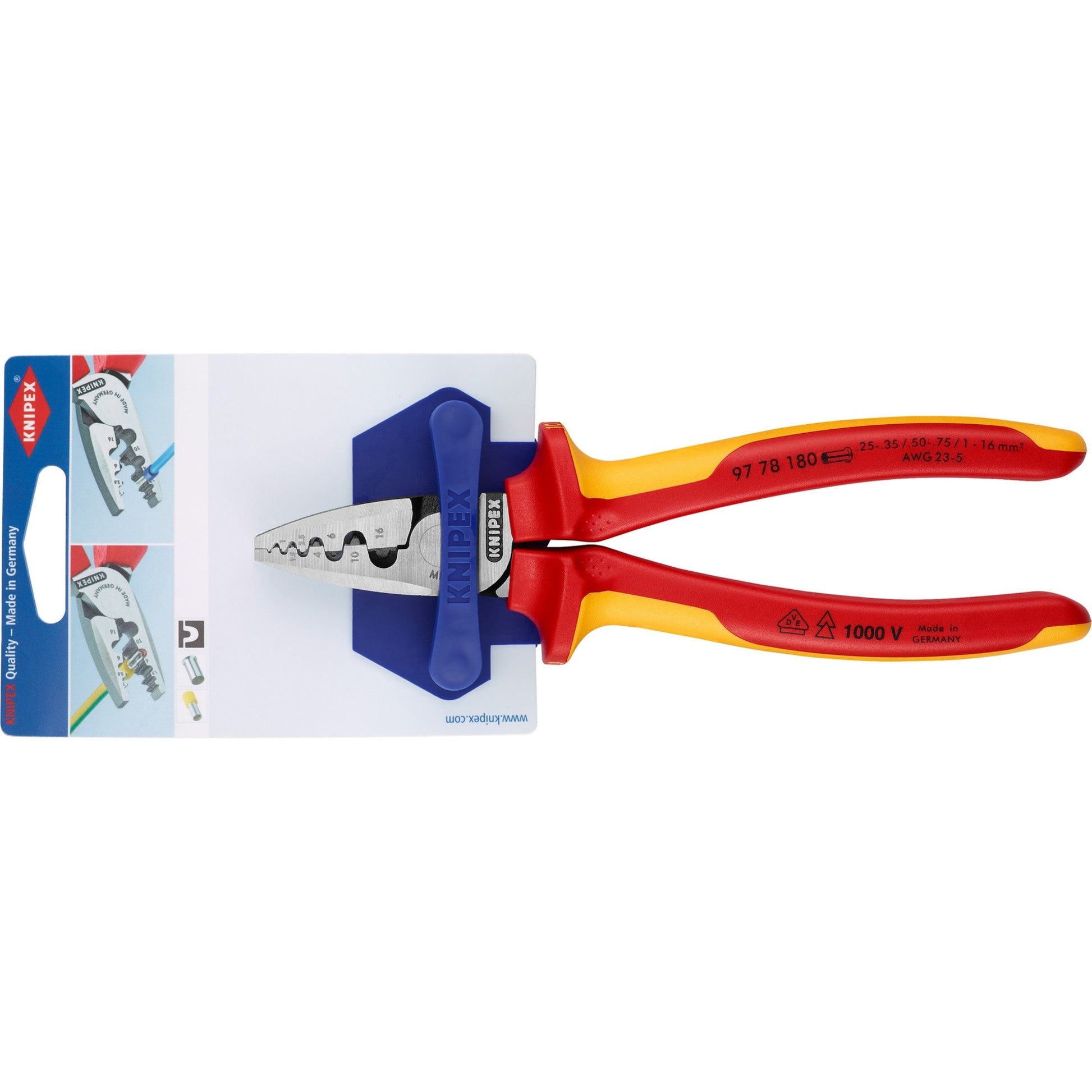 Knipex adereindhulstang 0,25-16,0 mm vde - 97 78 180 - 9778180