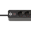 Brennenstuhl ecolor 4-voudige stekkerdoos met 2 usb-laadaansluitingen stekkerdoos (zwart, 2x usb-c)