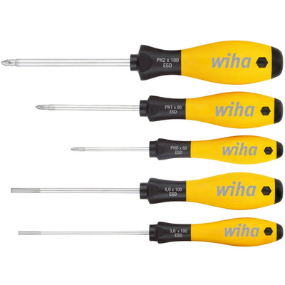 Wiha schroevendraaierset softfinish esd (geel zwart, 5-delig)