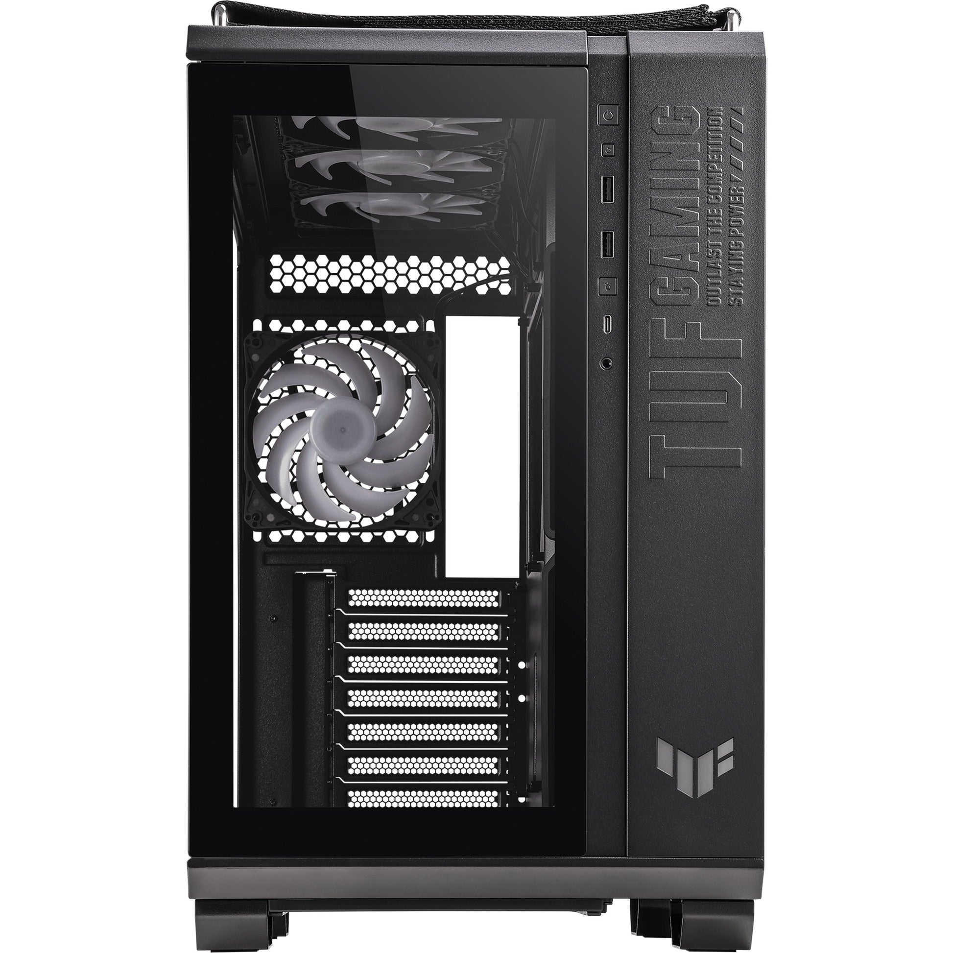 Asus tuf gaming gt502 plus midi tower behuizing (zwart | 2x usb-a | 1x usb-c | tempered glass)