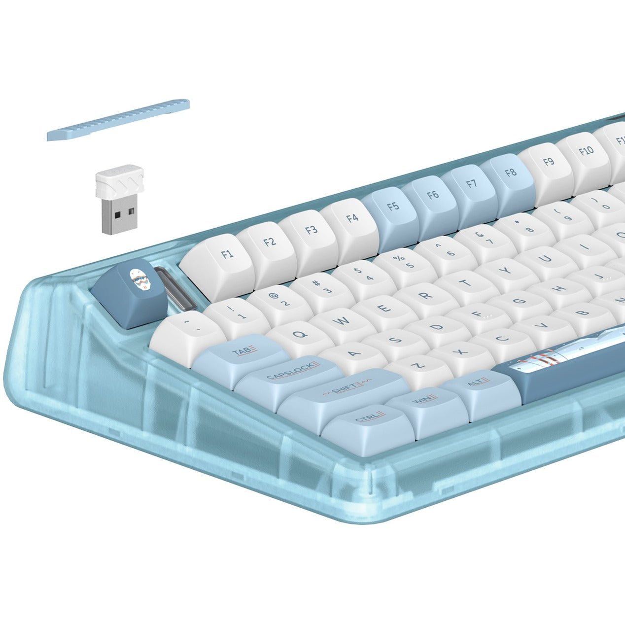 Iqunix og80 wintertide wireless mechanical keyboard (lichtblauw, us lay-out (qwerty), cherry mx red, 80% (tkl), rgb leds, hot-swappable, pbt, 2.4ghz | bluetooth 5.1 | usb-c)