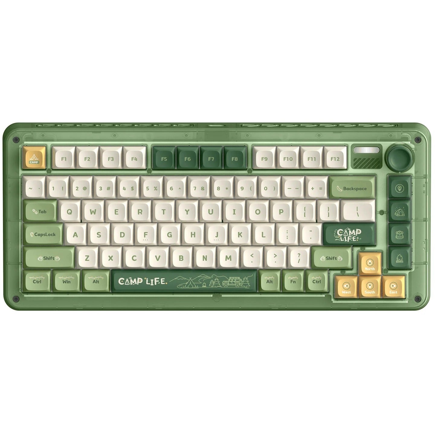 Iqunix zx75 camping wireless mechanical keyboard (groen, us lay-out (qwerty), cherry mx silent red, 75%, rgb leds, hot-swappable, double-shot pbt, 2.4ghz | bluetooth 5.1 | usb-c)
