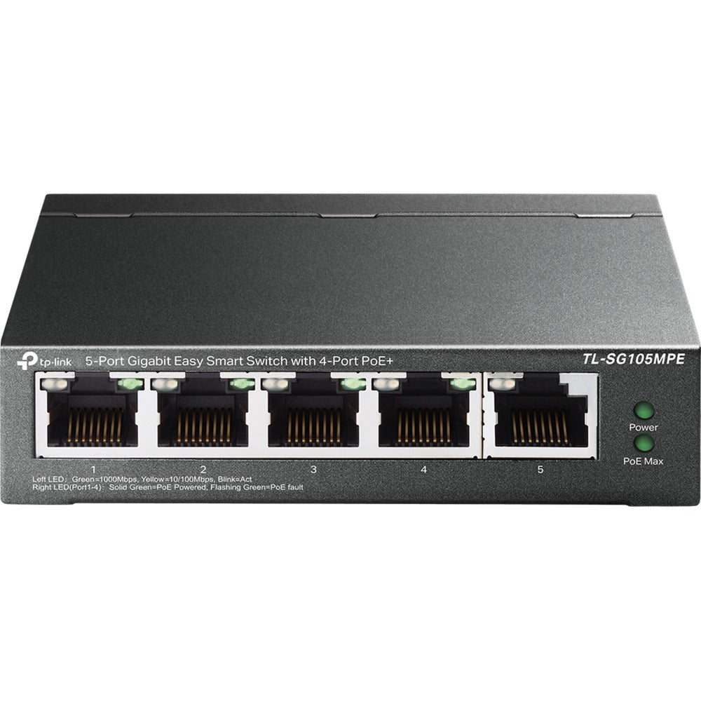 Tp-link tl-sg105mpe 5-port gigabit easy smart switch met 4-port poe+ (120w poe met 30w per poort)