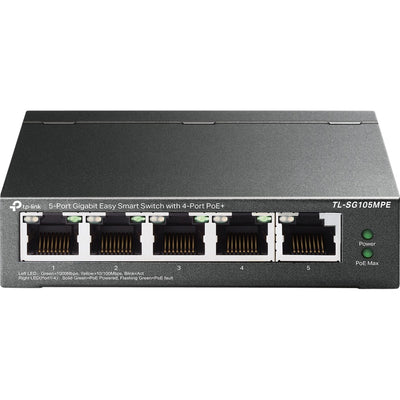Tp-link tl-sg105mpe 5-port gigabit easy smart switch met 4-port poe+ (120w poe met 30w per poort)