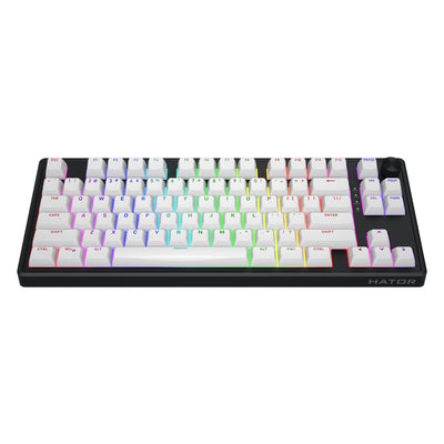 Hator skyfall wireless rgb mechanisch gaming toetsenbord (zwart, us lay-out (qwerty), hator aurum lemon, 80% (tkl), rgb, double shot abs, hot-swap, 2.4ghz | bluetooth | usb-c)