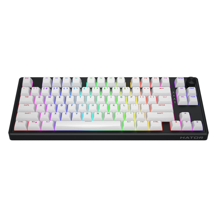 Hator skyfall wireless rgb mechanisch gaming toetsenbord (zwart, us lay-out (qwerty), hator aurum lemon, 80% (tkl), rgb, double shot abs, hot-swap, 2.4ghz | bluetooth | usb-c)