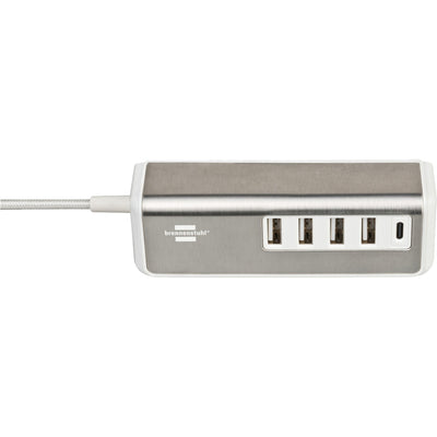 Brennenstuhl estilo meervoudige usb-lader (wit roestvrij staal)