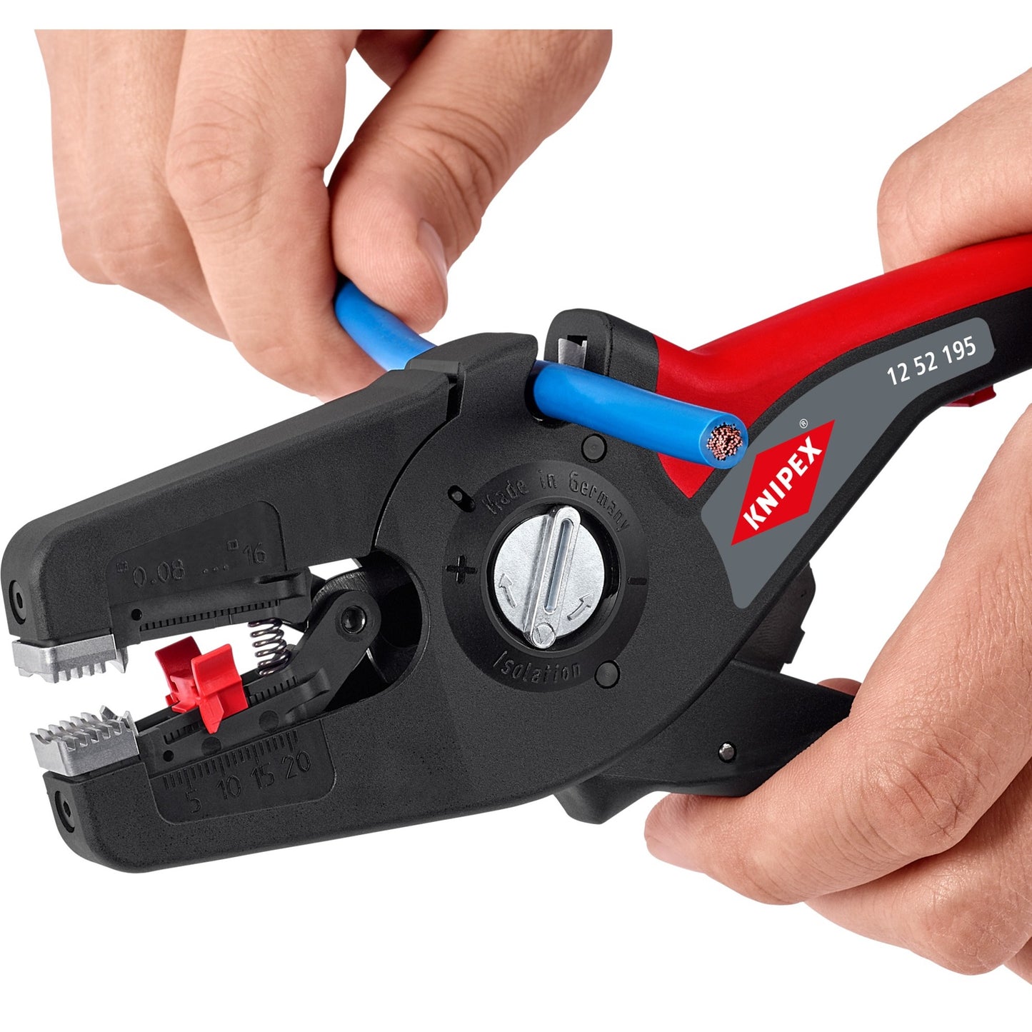 Knipex precistrip16 automatische afstriptang (zwart rood, geïntegreerde draadsnijder)