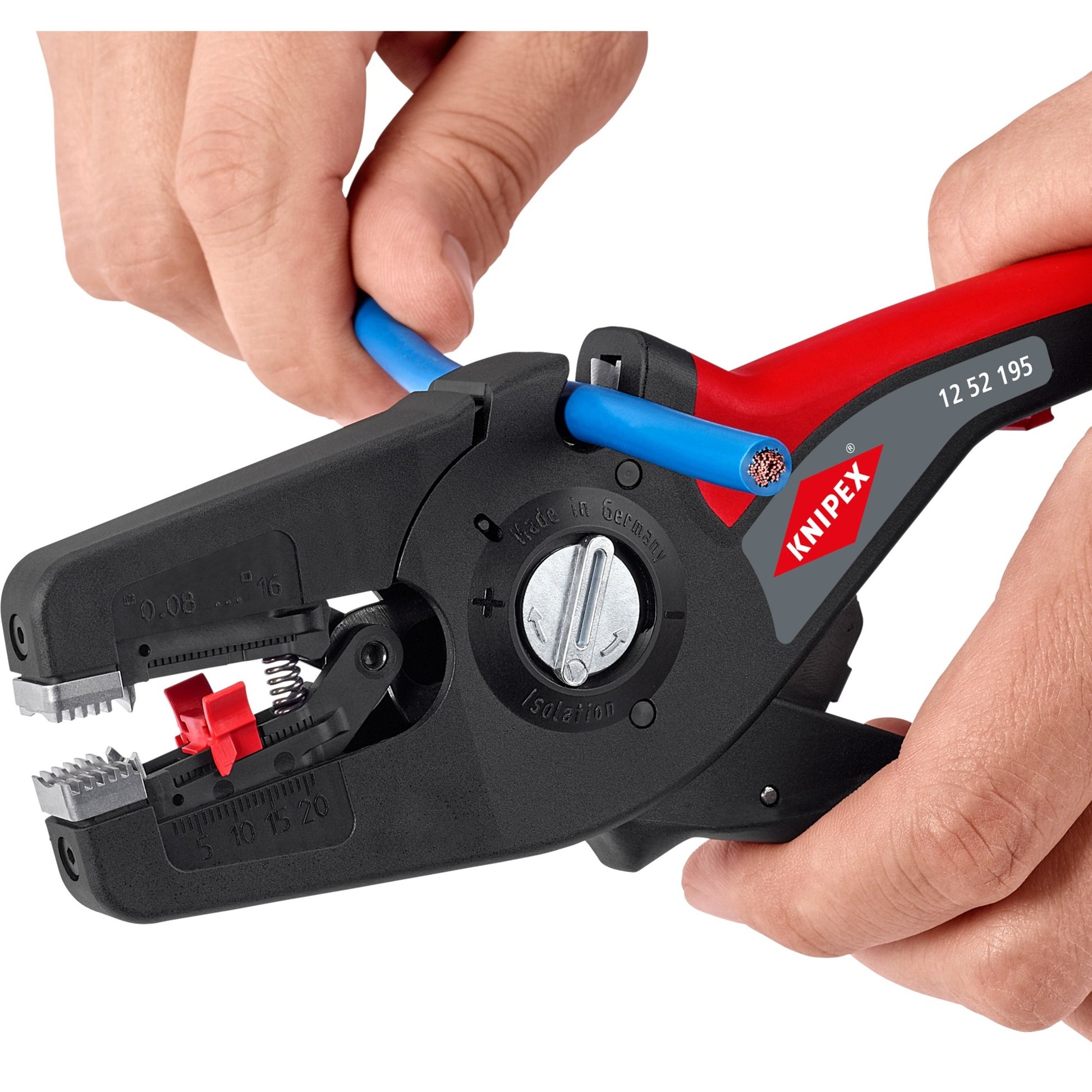 Knipex precistrip16 automatische afstriptang (zwart rood, geïntegreerde draadsnijder)