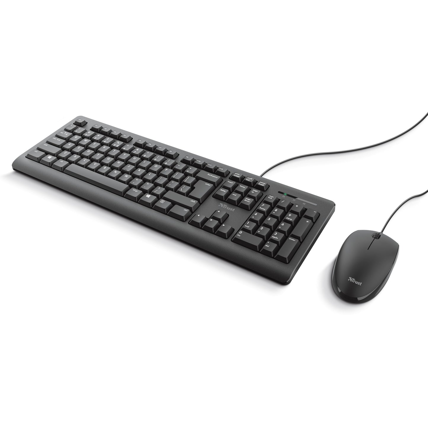 Trust primo keyboard mouse set desktopset (zwart, us lay-out (qwerty), membraan, 100%)