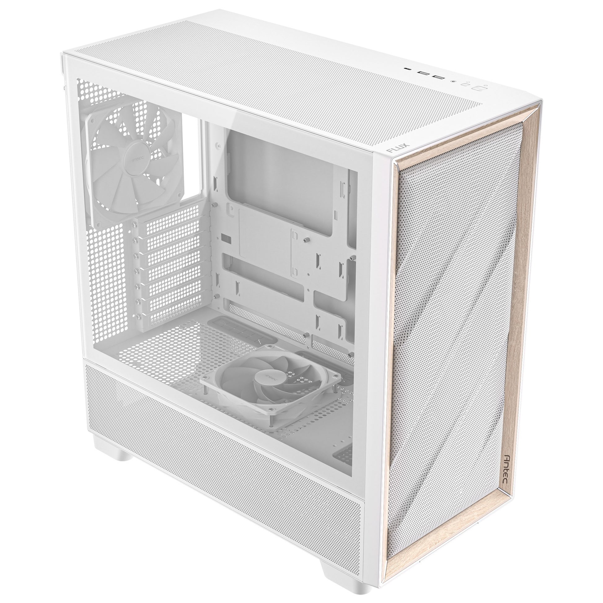 Antec flux midi tower behuizing (wit | 2x usb-a | 1x usb-c | tempered glass)