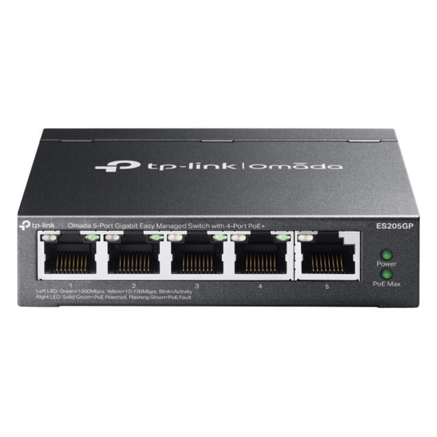 Tp-link omada es205gp switch (zwart, 4x poe+)