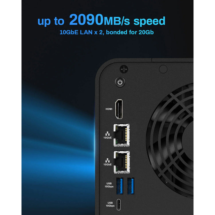 Terramaster f6-424 max nas (zwart, 2x 10gbe, usb, hdmi)
