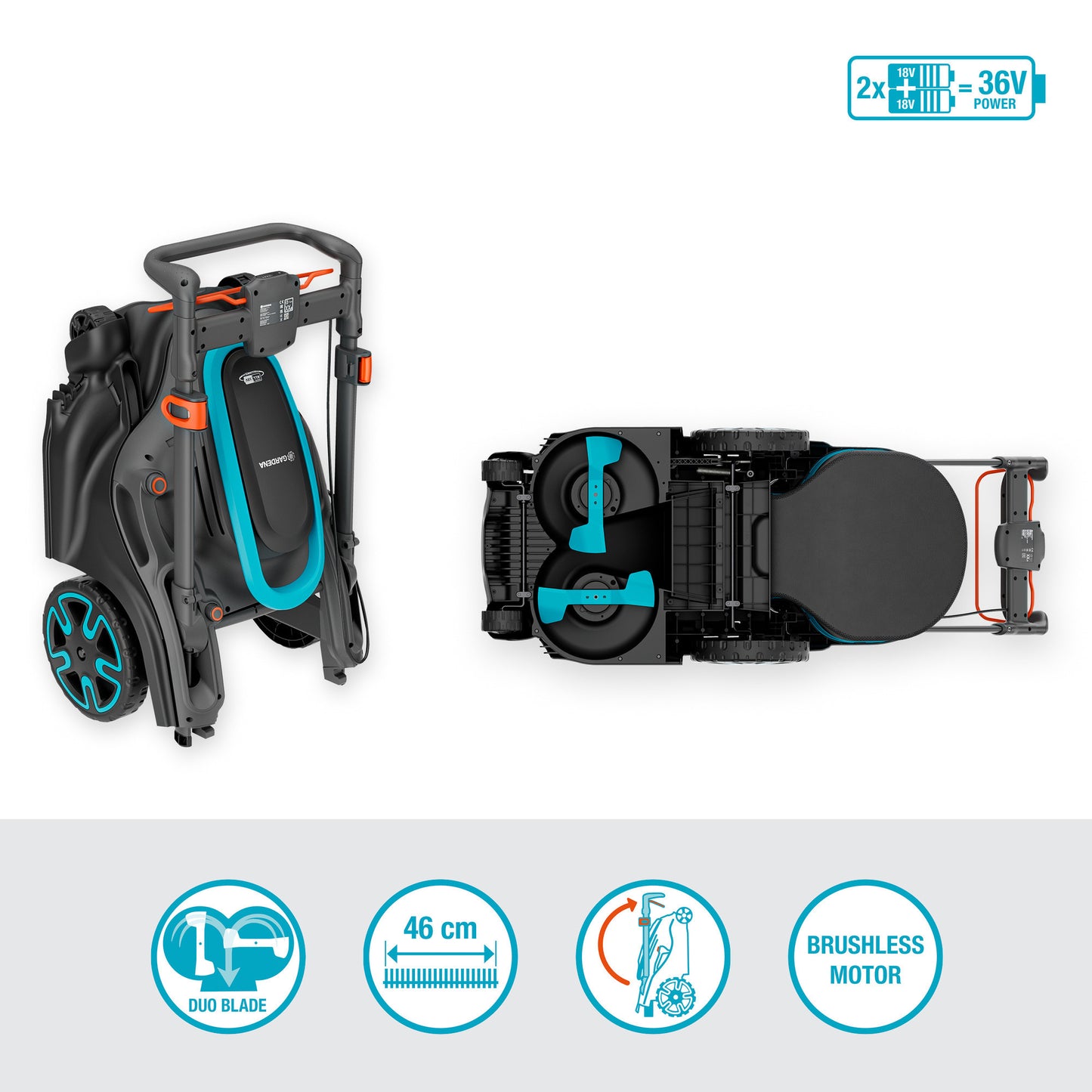 Gardena grasmaaier powermax duo 46 36v p4a solo