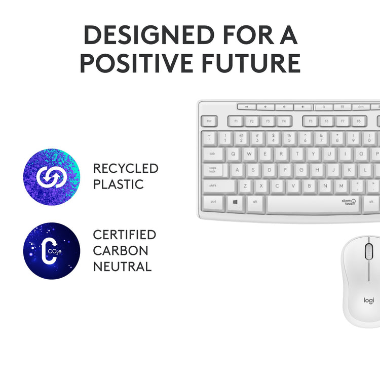 Logitech mk295 silent wireless keyboard and mouse combo desktopset (grijs, us-international lay-out (qwerty), 100%)