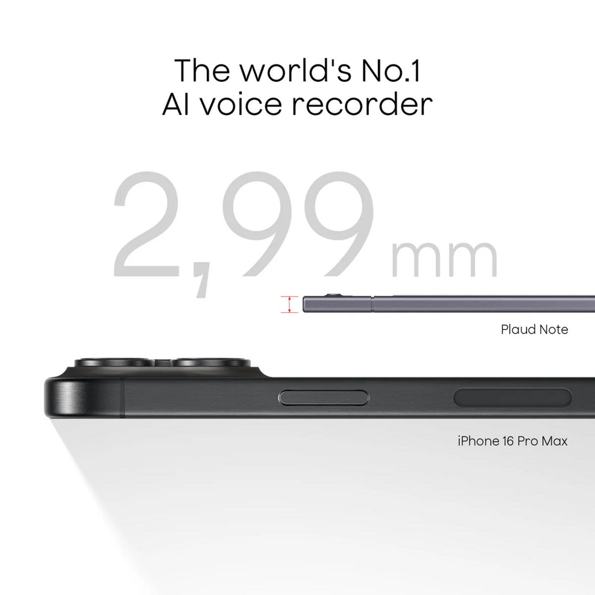 Plaud note dicteerapparaat (zilver, 64 gb, bluetooth (ble 5.2), wi-fi (2.4ghz))