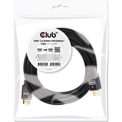 Club 3d hdmi 2.0 redmere kabel (zwart, 15 meter, 4k)