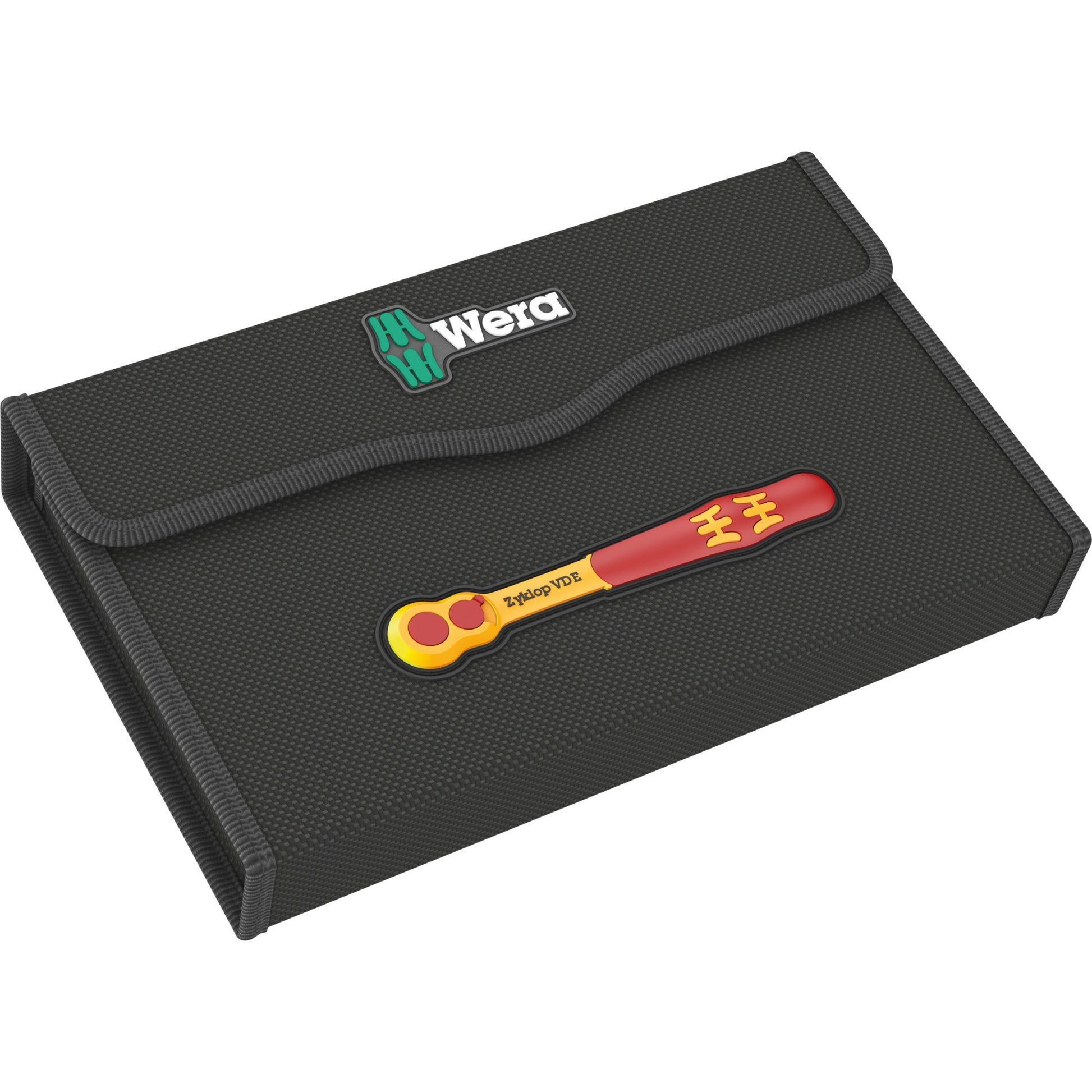 Wera 8100 sb vde 1 zyklop ratelset gereedschapsset (rood geel, 17-delig, geïsoleerd, voorzien van omschakelpal, 3 8 aandrijving, metrisch)