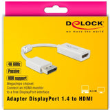 Delock displayport 1.4 > hdmi adapter (wit, 0,1 meter, 4k) - afbeelding 2