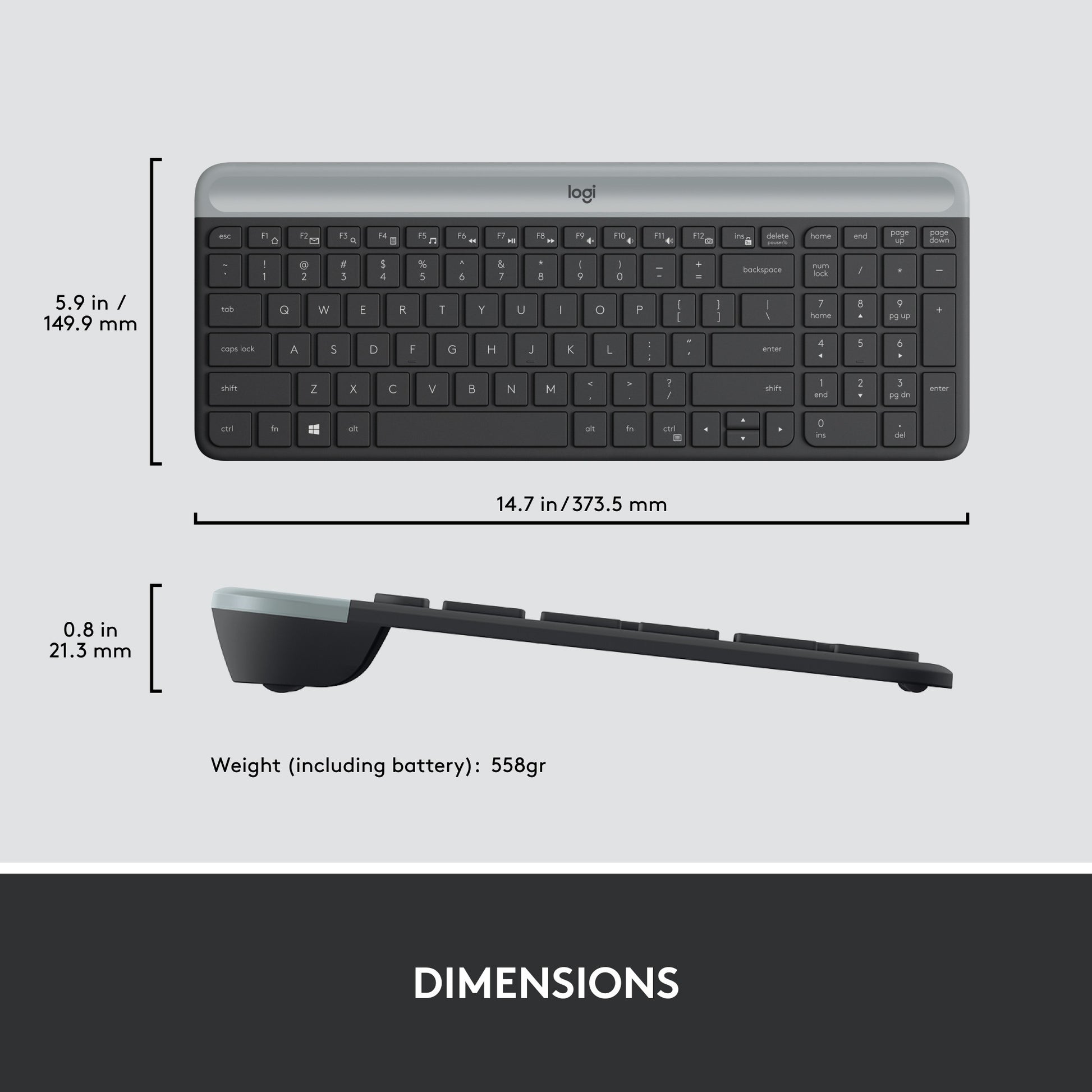 Logitech mk470 slim draadloze desktopset (zwart, us-international lay-out (qwerty), scissor switches, 100%, 1000 dpi)