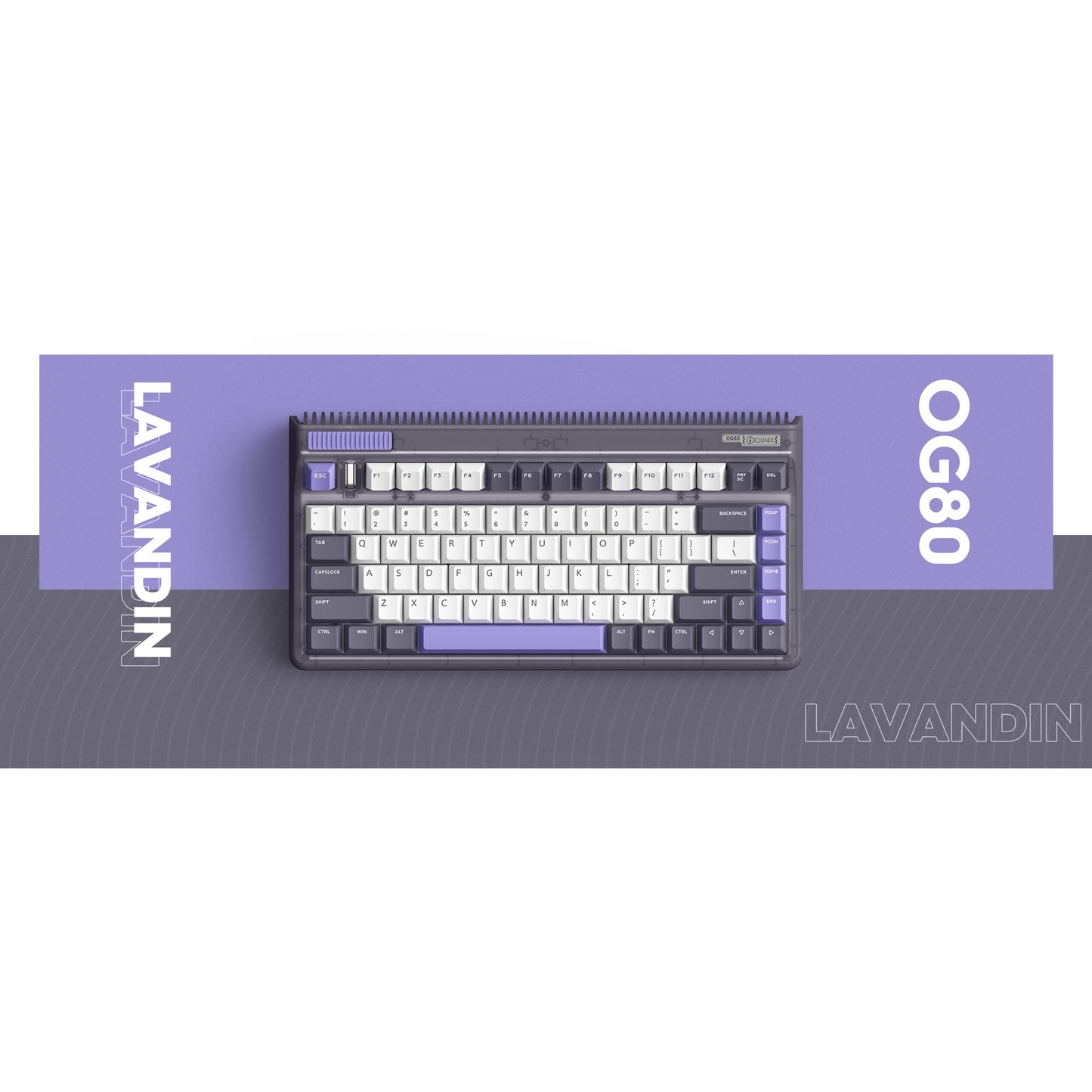 Iqunix og80 lavandin wireless mechanical keyboard (lavendel, us lay-out (qwerty), cherry mx red, 80% (tkl), hot-swappable, pbt, 2.4ghz | bluetooth 5.1 | usb-c)