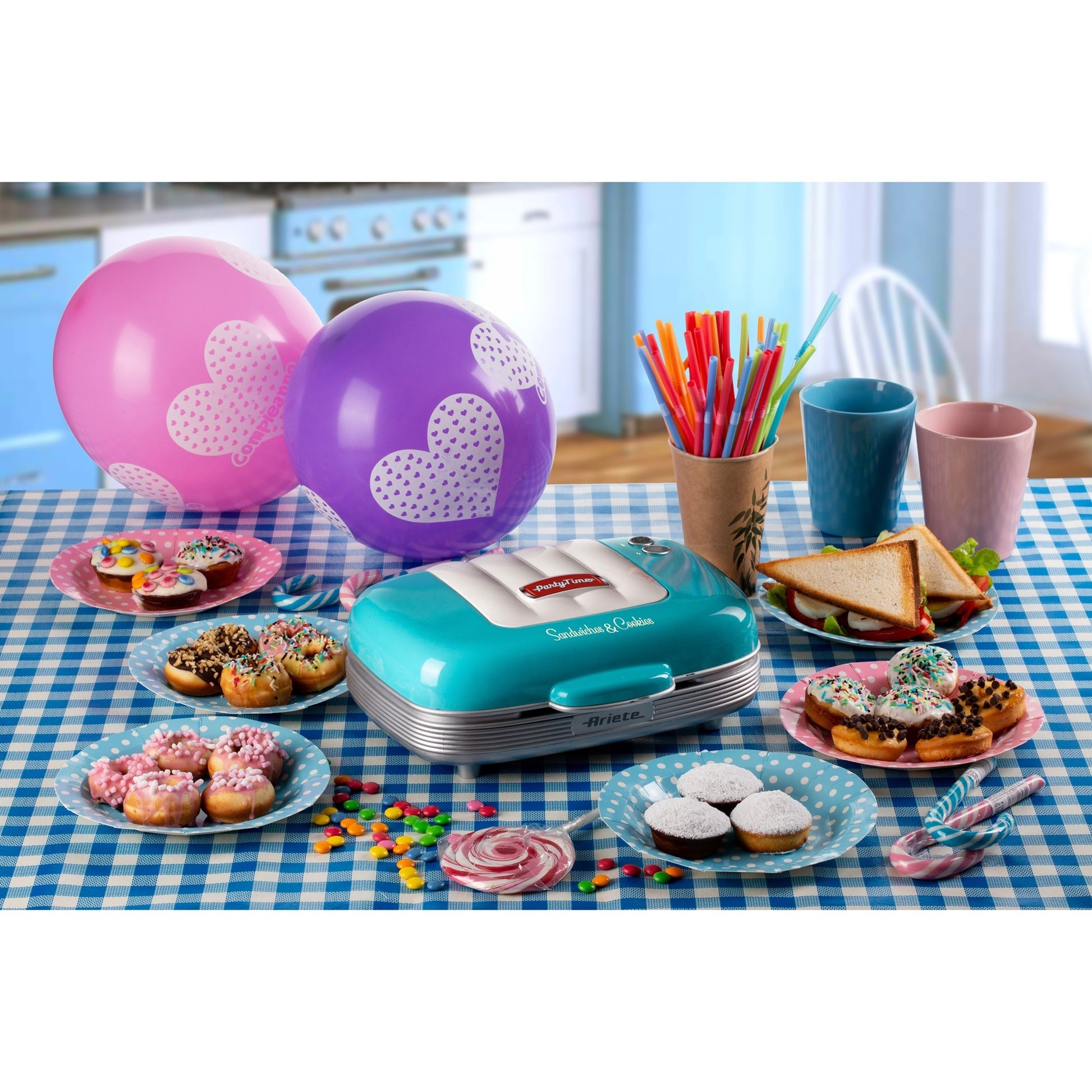 Ariete party time tosti cupcake maker 1972 01 sandwichmaker (lichtblauw)