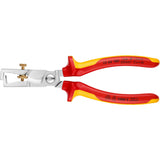 Knipex striptang strix 13 66 180 vde (rood geel, lengte 180mm, met kartelschroef) - afbeelding 1