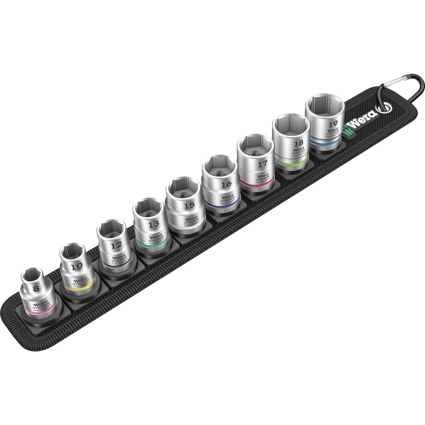 Wera belt b 4 zyklop doppen set dopsleutel (zwart zilver, 9-delig, met 3 8 -aandrijving)