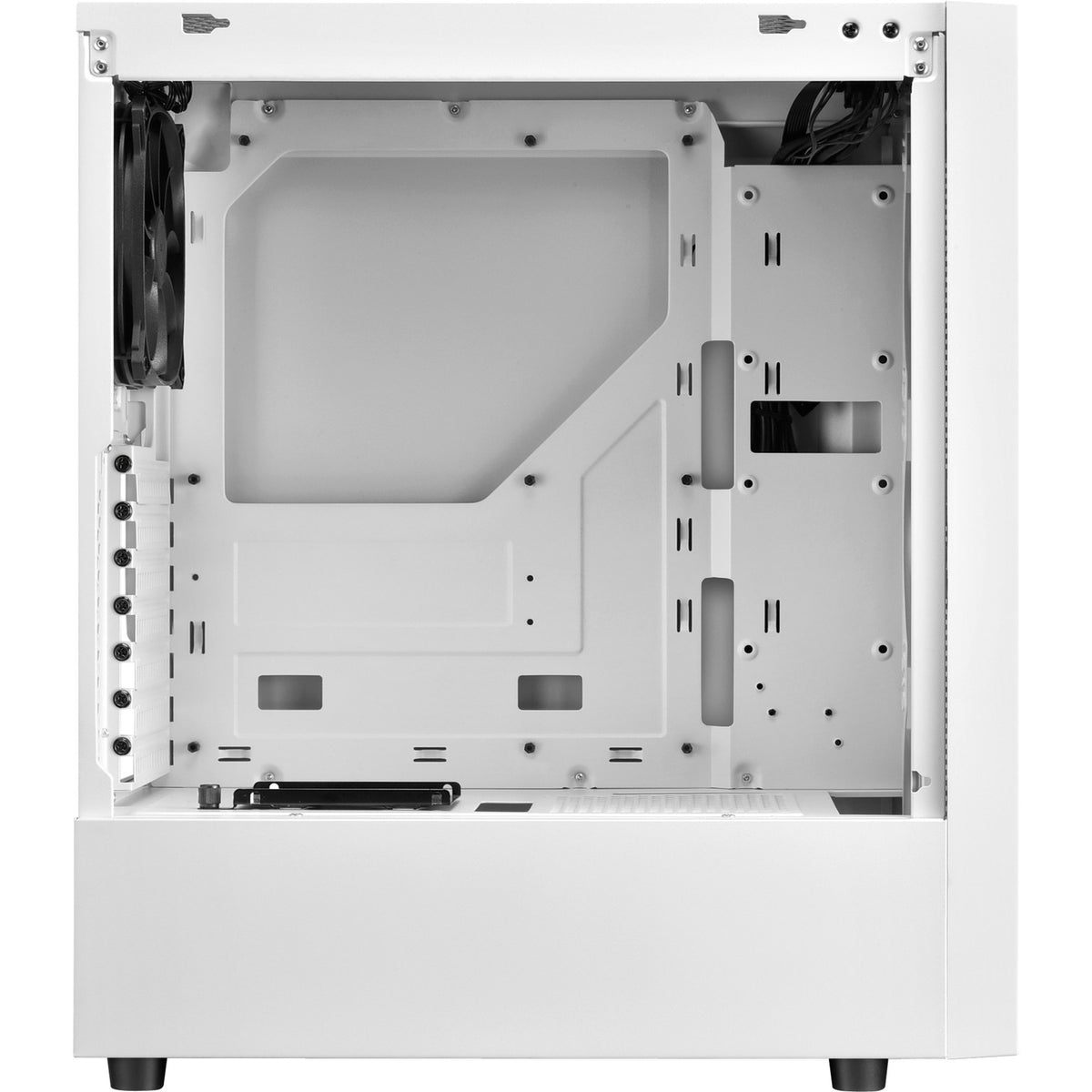 Sharkoon rgb slider midi tower behuizing (wit | 3x usb-a | rgb | tempered glass)