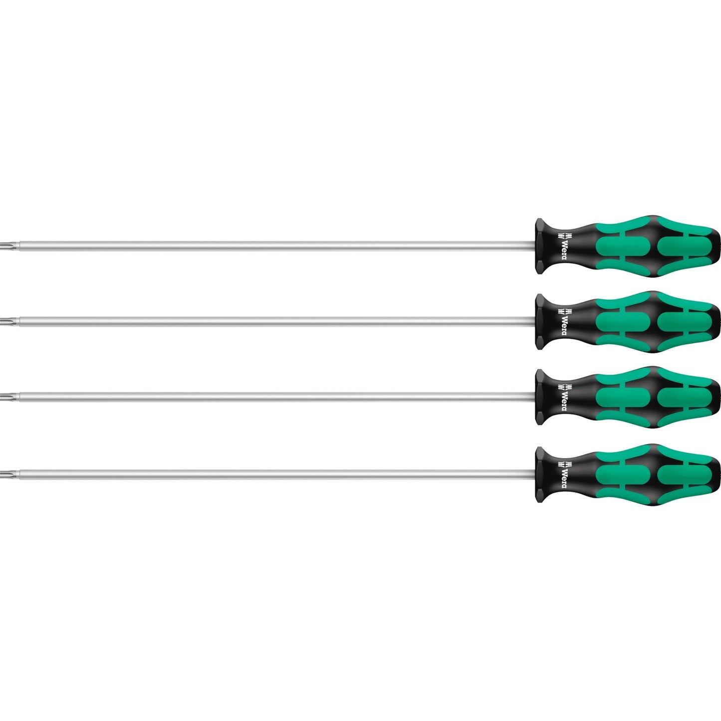 Wera 367 4 torx® hf kraftform plus schroevendraaierset met vasthoudfunctie met 300 mm lange klingen (zwart groen, 4‑delig)