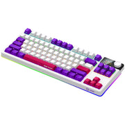Lorgar kbp70tklw rgb mechanisch gaming toetsenbord (wit, us lay-out (qwerty), logar toxic purple, 80% (tkl), rgb, hot-swappable, pbt double-shot, bluetooth | 2.4ghz | usb) - afbeelding 2