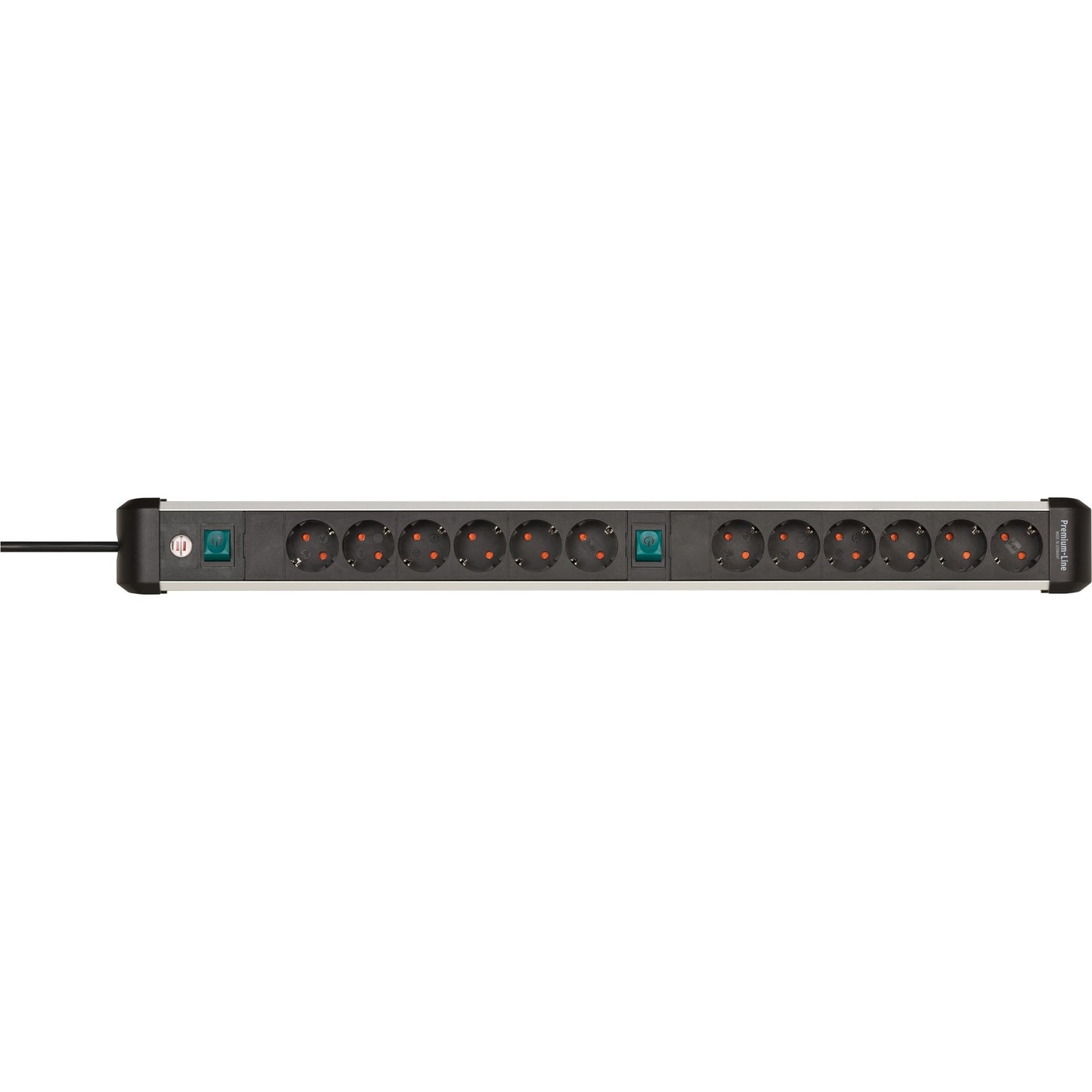Brennenstuhl premium-alu-line stekkerdoos 12-voudig stekkerdoos (zwart zilver)