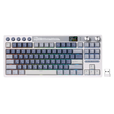 Royal kludge m87 tkl draadloos gaming toetsenbord (us lay-out, ocean blue, cream switch, 80%, rgb, hot swap, 2.4 ghz usb-c bluetooth)