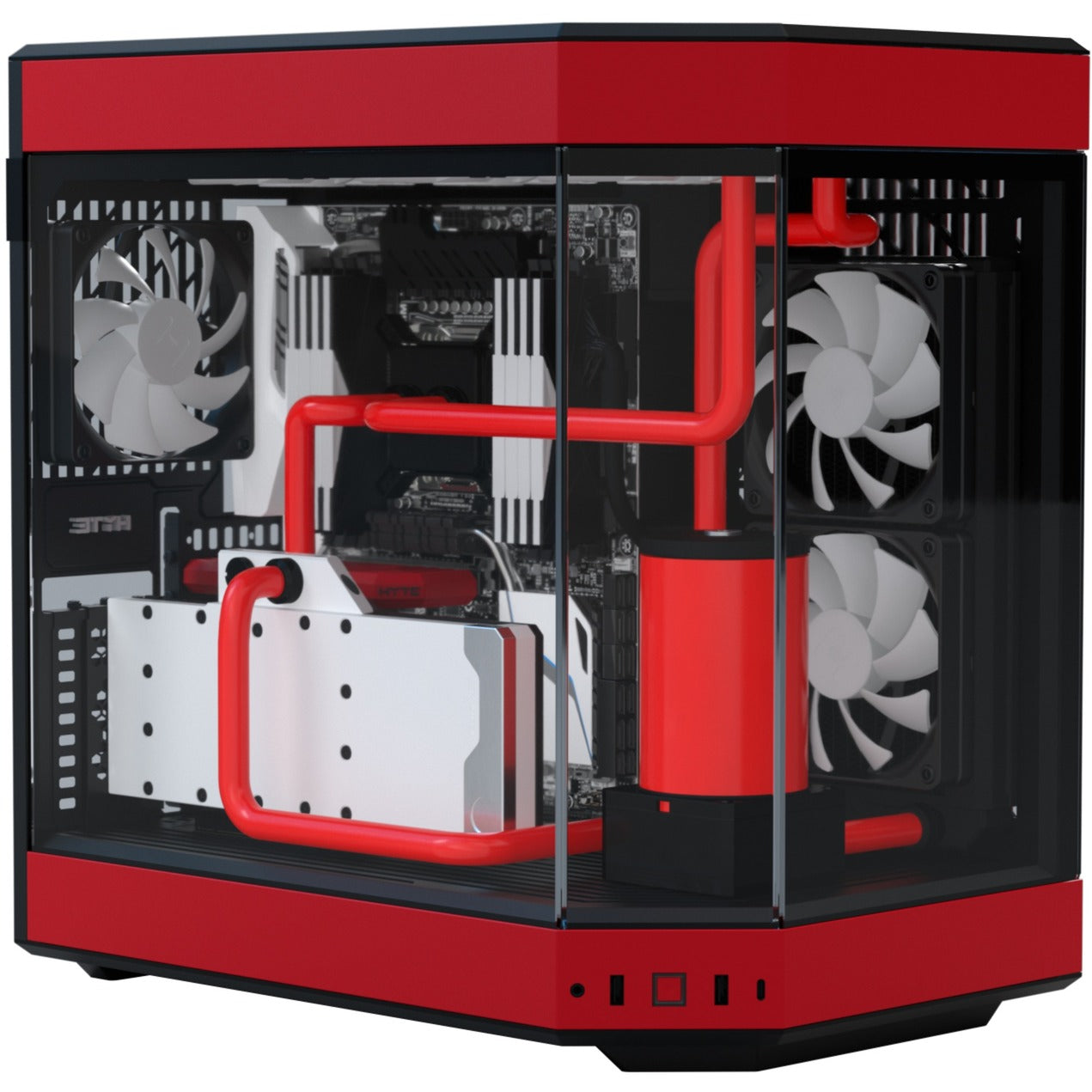 Hyte y60 midi tower behuizing (rood zwart | 3x usb-a | tempered glass)