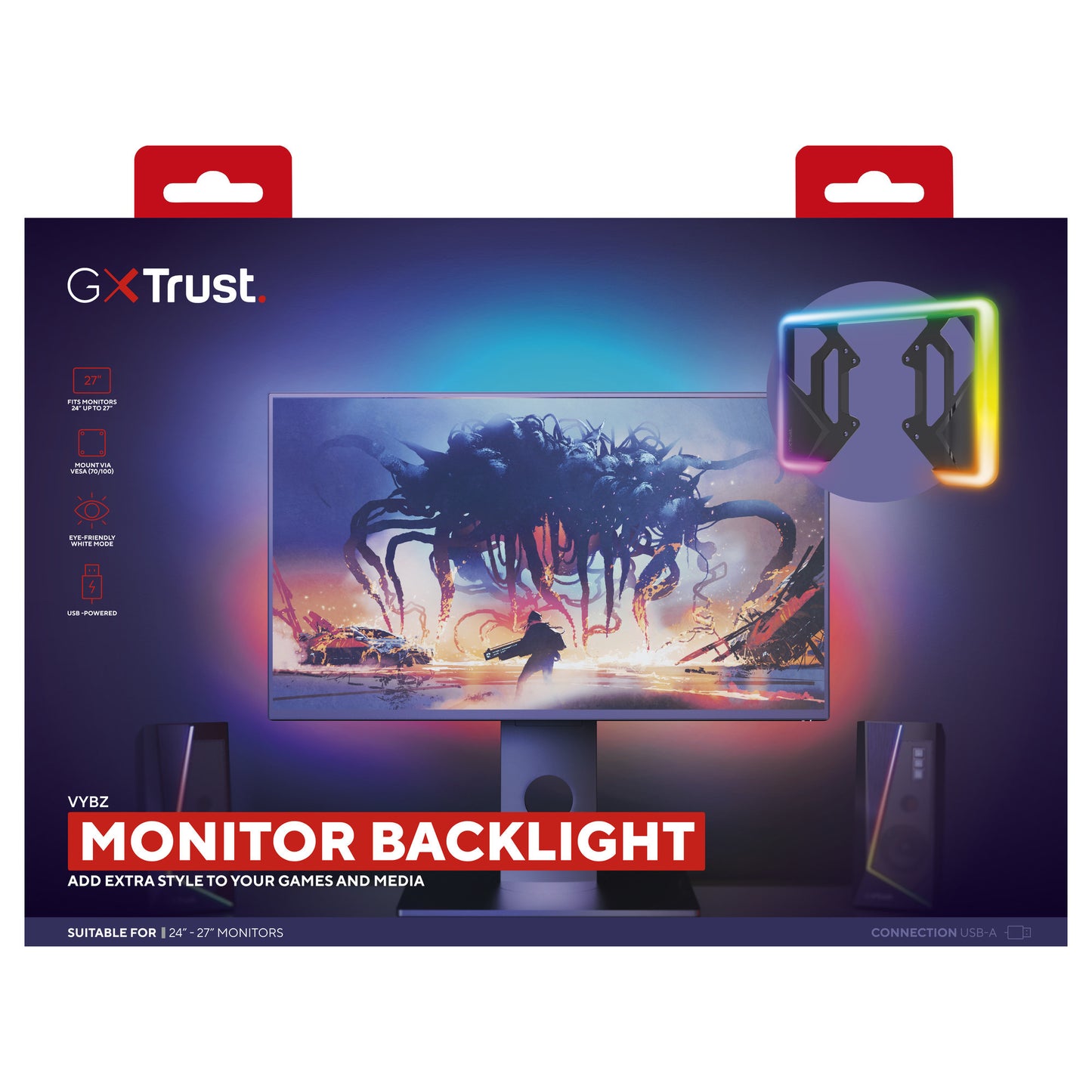 Trust gxt 907 vybz rgb-achtergrondverlichting voor monitoren (zwart)