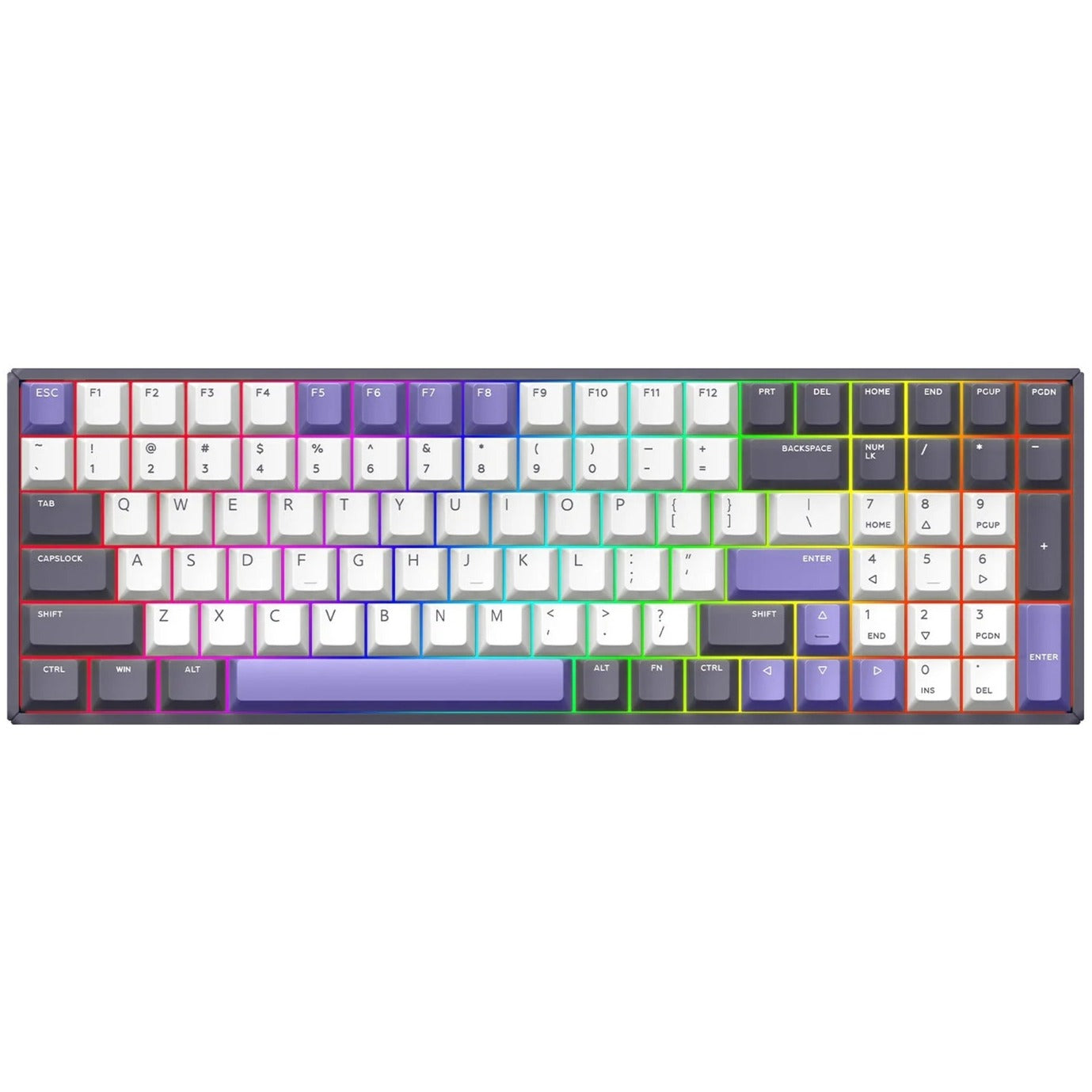 Iqunix f97 lavandin wireless mechanical keyboard (lavendel, us lay-out (qwerty), cherry mx silent red, 96%, rgb leds, hot-swappable, pbt, 2.4ghz | bluetooth 5.1 | usb-c)