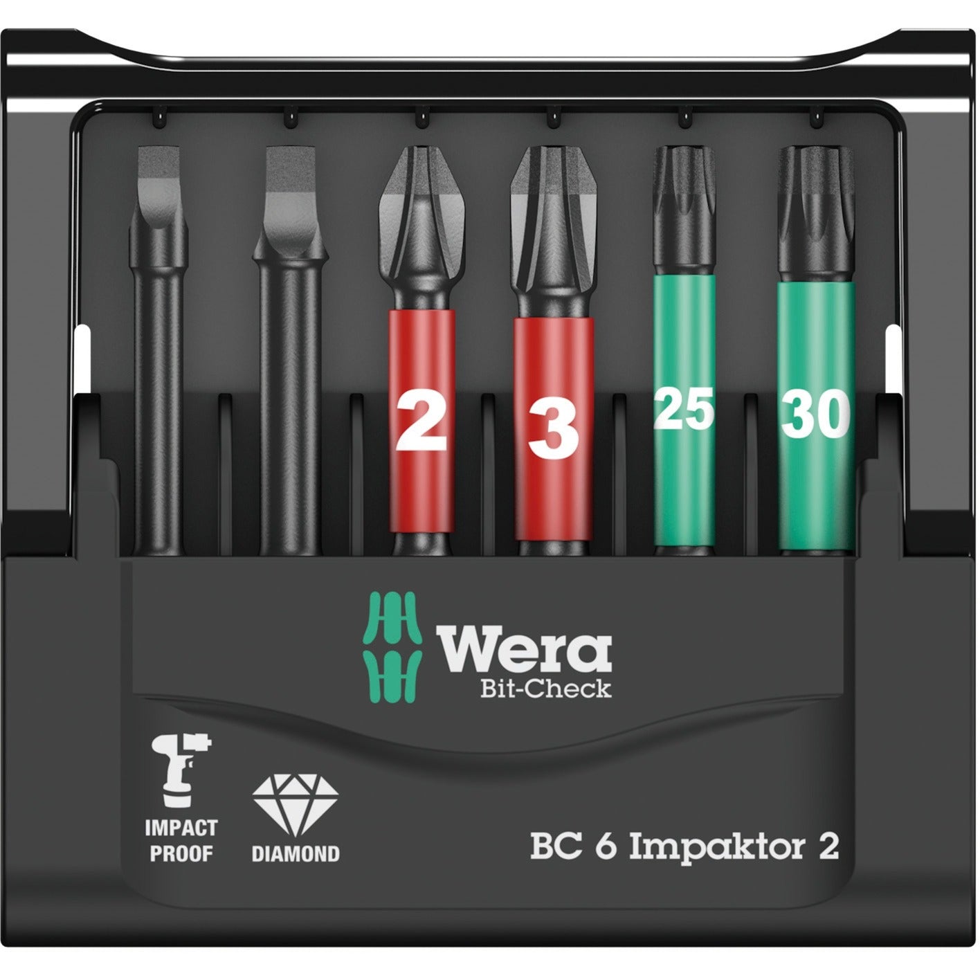 Wera bit-check 6 impaktor 2 bitset (zwart, 6-delig)