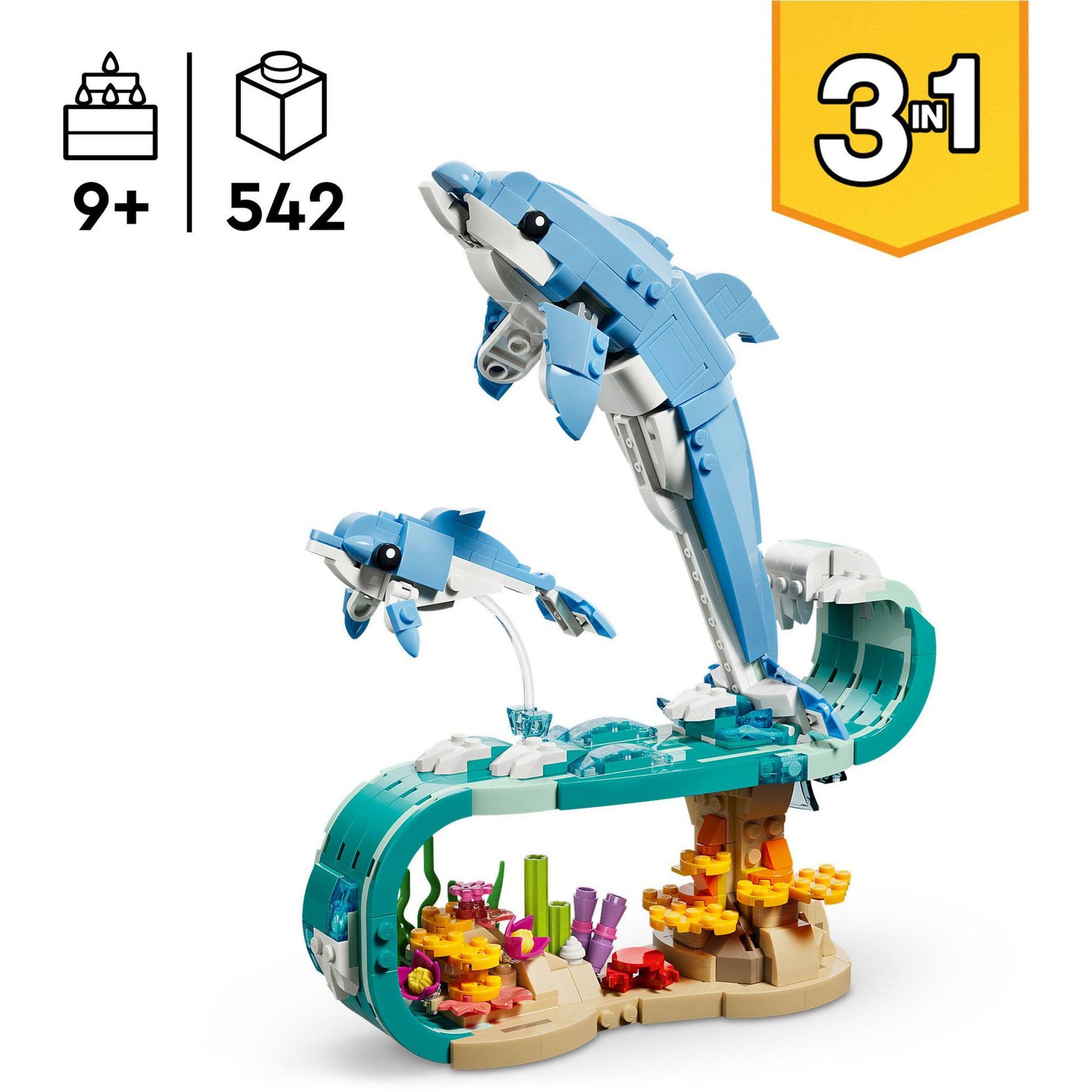 Lego creator 3-in-1 - zeedieren: prachtige dolfijnen constructiespeelgoed (31385)