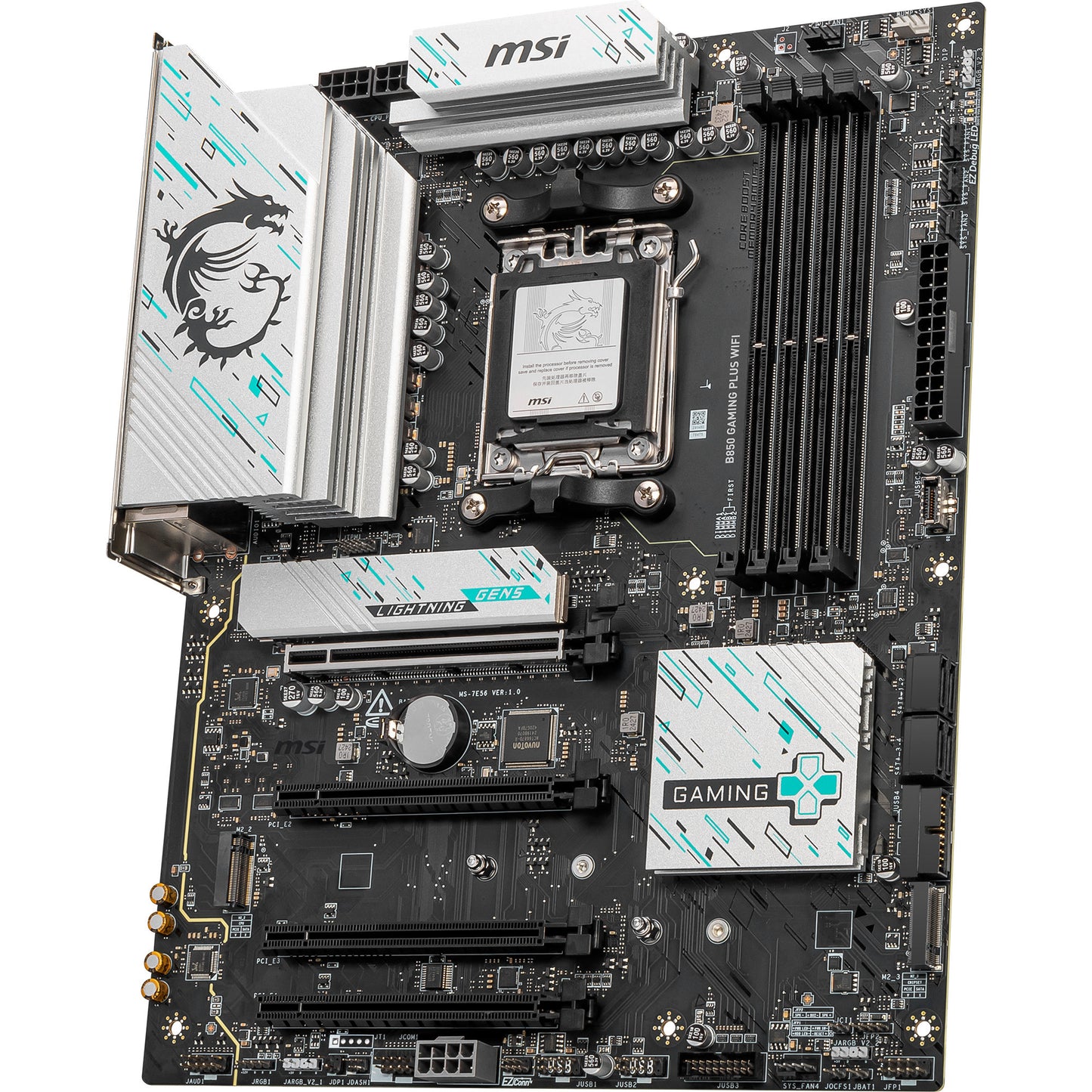 Msi b850 gaming plus wifi socket am5 moederbord (raid, 5gb-lan, wi-fi 7, bt, sound, atx)