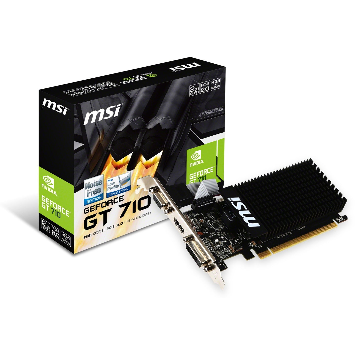 Msi gt 710 2gd3h lp grafische kaart (vga, dvi, hdmi, low-profile)