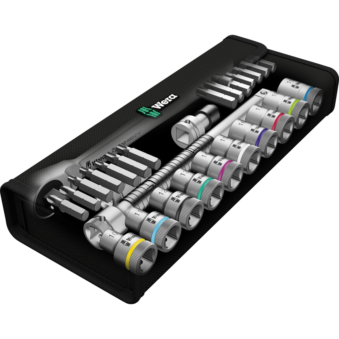Wera 8100 sc 7 zyklop metal-ratelset met doorsteekvierkant 1 2 aandrijving gereedschapsset ( 28-delig )