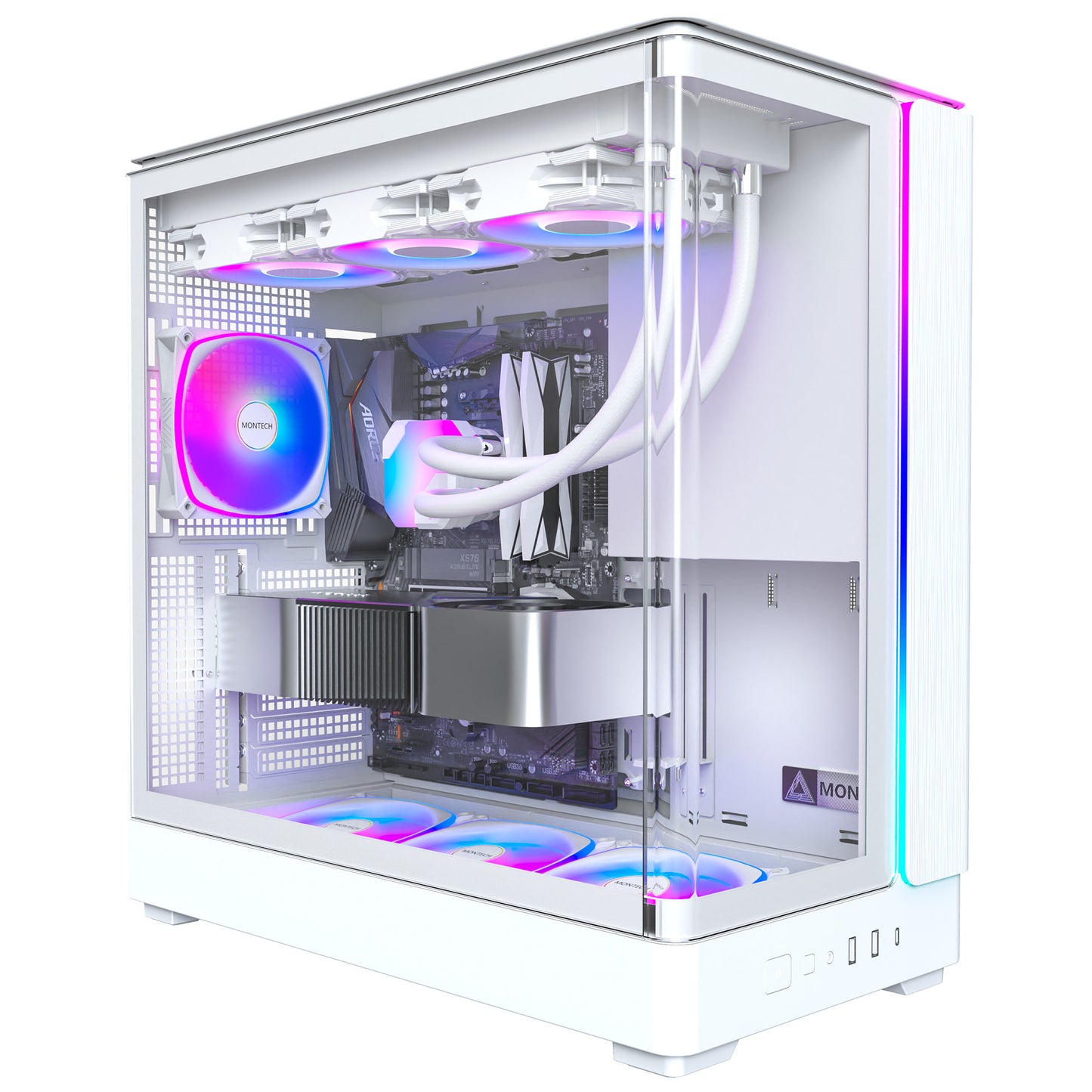 Montech king 45 pro midi tower behuizing (wit | 2x usb-a | 1x usb-c | rgb | window)