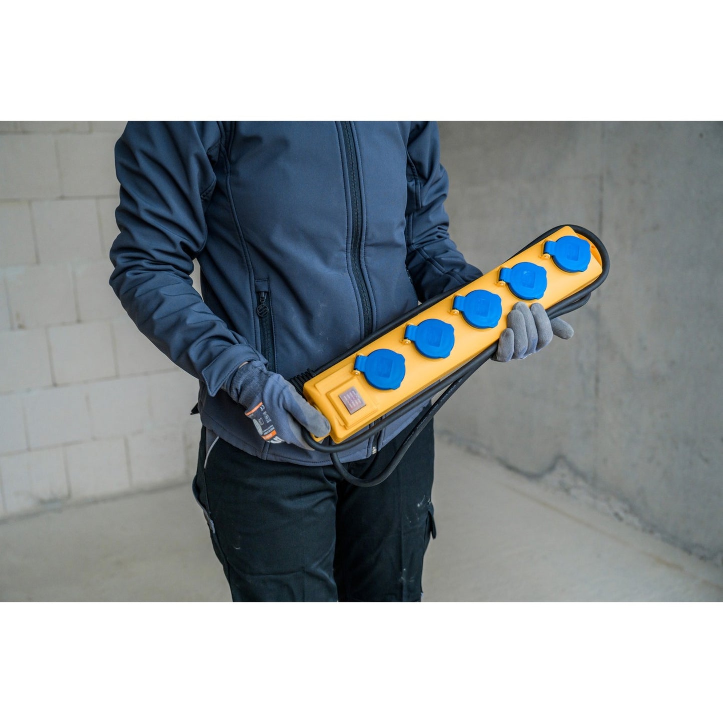 Brennenstuhl super-solid sl 554 de ip54 tafelcontactdozenblok 5-voudig geel blauw 2m h07rn-f3g1,5 met schakelaar