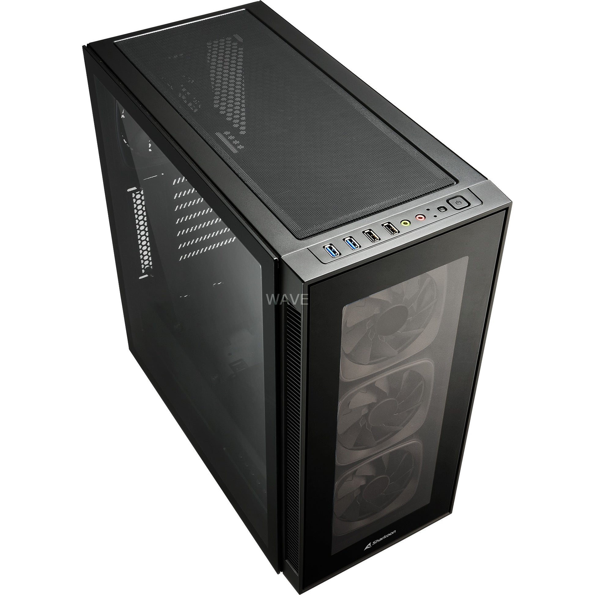 Sharkoon tg6 rgb midi tower behuizing (zwart | 4x usb-a | rgb | tempered glass)