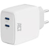 Act connectivity usb-c lader 65w 2-port met power delivery pps en ganfast (wit)