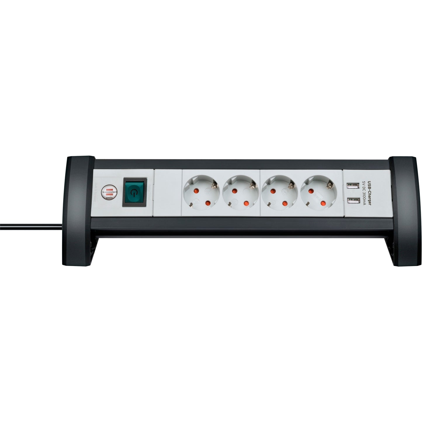 Brennenstuhl premium-office-line stekkerdoos met usb 4-voudig zwart lichtgrijs 1,8m h05vv-f 3g1,5