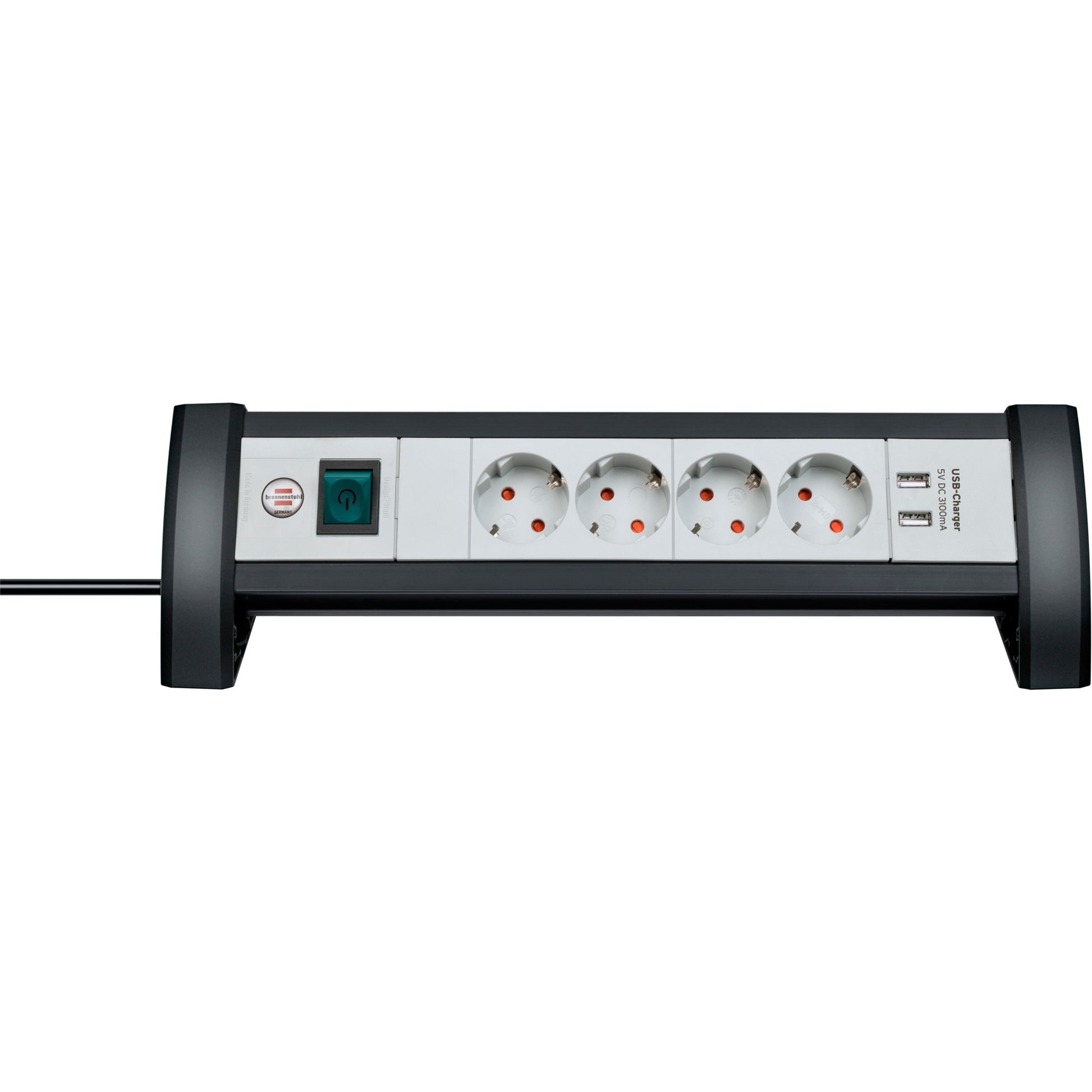 Brennenstuhl premium-office-line stekkerdoos met usb 4-voudig zwart lichtgrijs 1,8m h05vv-f 3g1,5